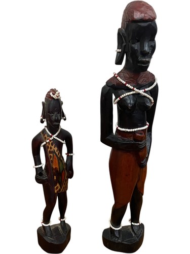 African carved figurines set - african,