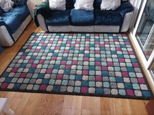 Trendy Multicoloured Living Room Rug – Color Block Squares – 5x7