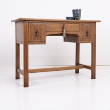 A Pretty Arts And Crafts Linen Fold Solid Oak Desk C1920