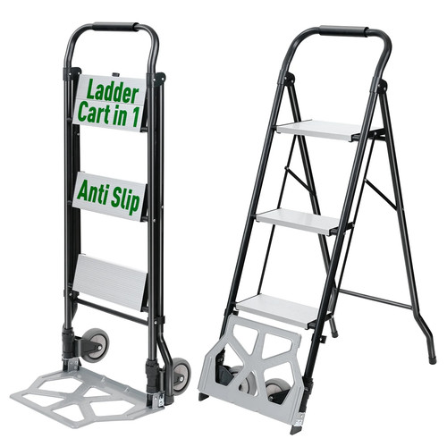 Step aluminum folding ladder - aluminum,