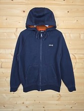 Schott NYC Mens Full Zip Hoodie Navy Blue Size Large Fleece Orange Interior 