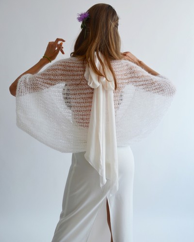 White mohair wedding wrap