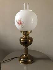 Electric Dupex Victorian style Oil Lamp with Milk Shade and Chimney