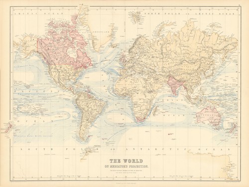 World mercator projection - world, on