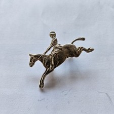 Kenart Stamped Horse And Jockey Brooch. Silvertone