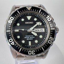 Seiko 5M63 Kinetic Diver 200M 40mm Black Dial Stainless Steel Watch Runs Great