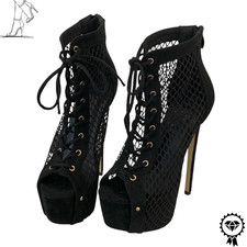 Womens Peep Toe Mesh Ankle