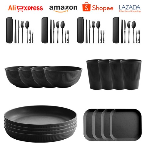 Wheat straw dinnerware sets - wheat,