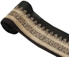 Sushila Vintage Black Banarasi Saree Border Craft Sewing Trim Woven Lace Ribbon