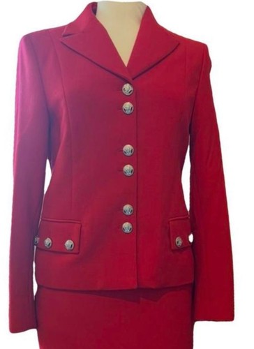Versace red wool suit fitted
