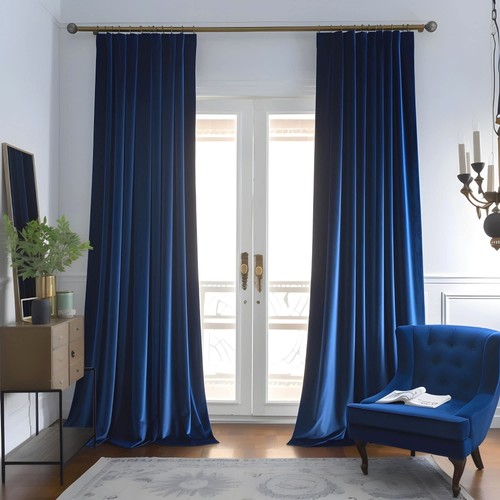 Royal blue velvet curtains - blue,