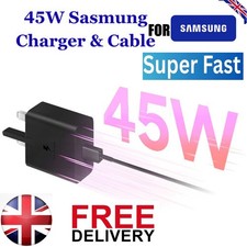 <New> 45W Fast Wall Type C Charger Adapter Plug +Cable For For Samsung Phones UK