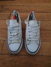 Unisex White Canvas Fabrics Laced-up  Matalan Papaya Trainers  UK(5)EU(38)US(6)