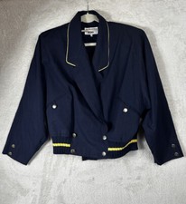 Vintage Rodier Paris Wool Bat Winged Jacket Blue Size 18