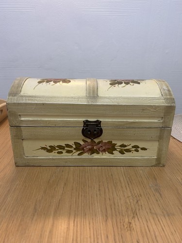 Hand painted wood domed chest - hand-painted,