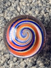 Antique German Marble early wild twist latticino shooter 20mm