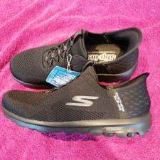 SKECHERS MENS SLIP INS BLACK TRAINERS MEMORY FOAM GO-WALK  Size 4 Shoe