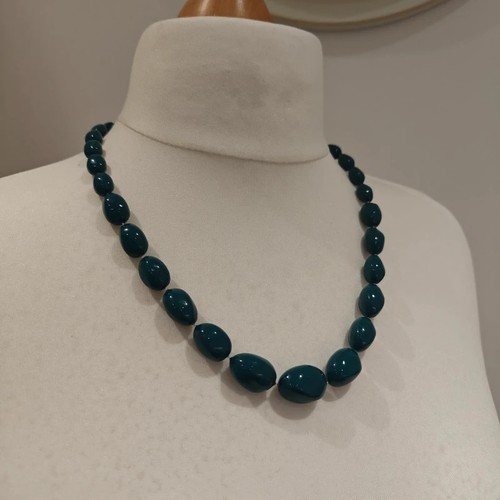 Chunky teal pebble bead - pebble,