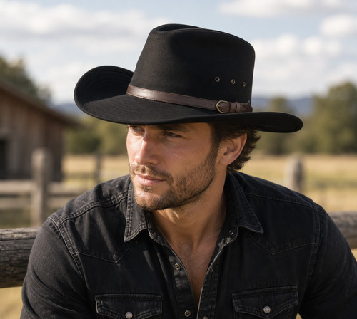 Black cowboy hat stetson - cowboy,