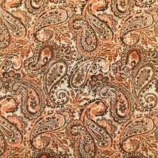 All Over Paisley Pattern Orange Brown Colour Chenille Upholstery Curtain Fabrics