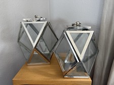 MEDIUM & LARGE NICKEL LANTERNS, immaculate condition RRP £400