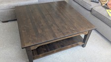 Classic Laura Ashley Dark Wood Coffee Table – 39" Square with Lower Shelf