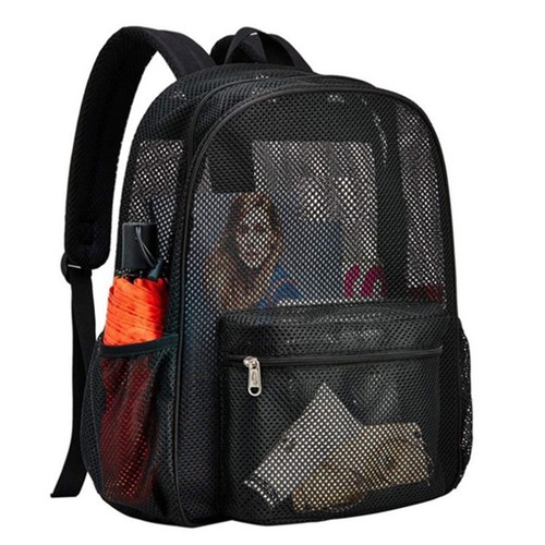 Black mesh backpack travel bag - mesh,
