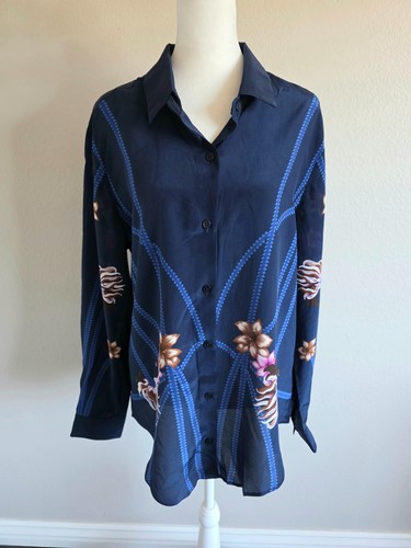 Tucker blouse silk navy blue - silk,