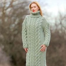 Green wool dress extravagant