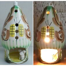VINTAGE Ceramic Lamp Children's Night Light Toadstool Mushroom Teddy Bear 1970s