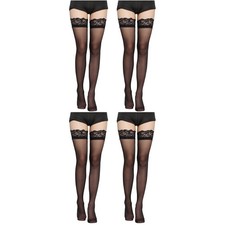  2 Pieces Lace Stockings for Women Tight High Sock Black over Knee