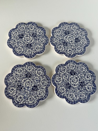 Set blue white floral - 4, &