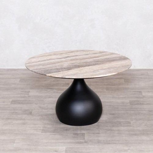 Round coffee table travertine - coffee,