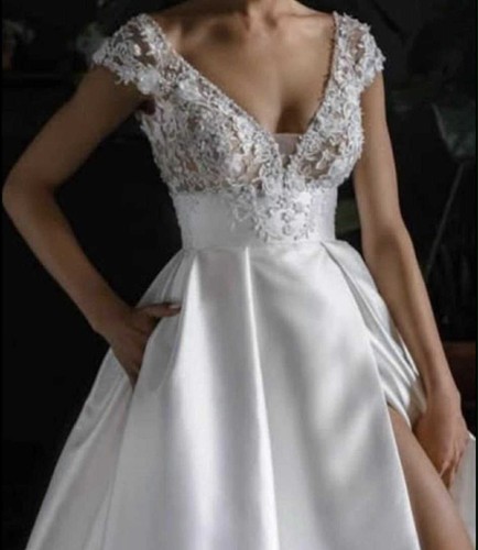 White wedding dress size - white,