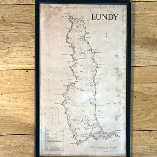 Framed lundy island map - map, print