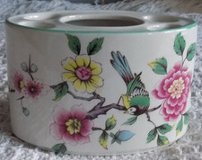 Chinese Rose James Kent OLD FOLEY Toothbrush's/Toothpaste Porcelain Holder Vntge