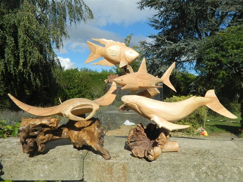 Wooden sea life carvings - life,