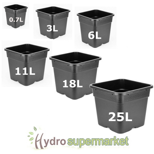 Square black plant pots - square,