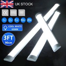 3FT LED Batten Light 6500K Daylight Fluorescent Strip Light Slim Fitting UK