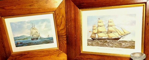Vintage pair framed - pair, maritime