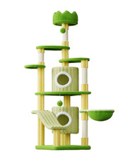 Green Castle Cat Tree Indoor Cat Tower With Cat Scratching Posts 9-1-532