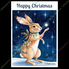 Personalised Christmas Card Rabbit Hare Plantable Seeded & Multi Option Animals