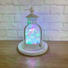 Rustic Wood & Metal Indoor Multi Colour LED Decorative Candle Lantern WHITE