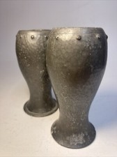 Pair Antique W & Co English Pewter Homeland 6732 Planished Vases 1934 Memorial