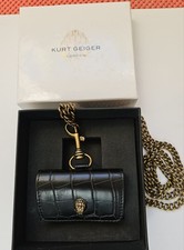 Kurt Geiger Black Croc Leather Chain Airpod Bag  Brand New