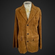 Men’s Suede Jacket Blazer Tan Brown Bespoke Vintage 38/40 Genuine Leather Tailor