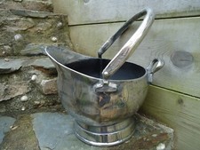 Vintage Style Coal Or Ice Bucket With A Silver Finish  Cottage Fire Place Wine L