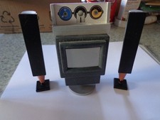 Dolls House Furniture - Modern TV with 2 speakers & hi-fi unit