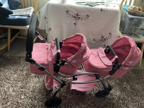 Bargain twin dolls pram - twin, pink