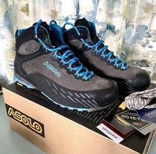 Asolo Women Eldo Mid Leather GTX Vibram Approach Shoe UK 4.5 Graphite/Blue Moon